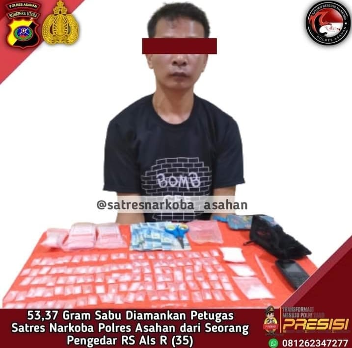 Tim Opsnal Satres Narkoba Polres Asahan, Tangkap Pria Pengedar Sabu seberat 53,37 Gram