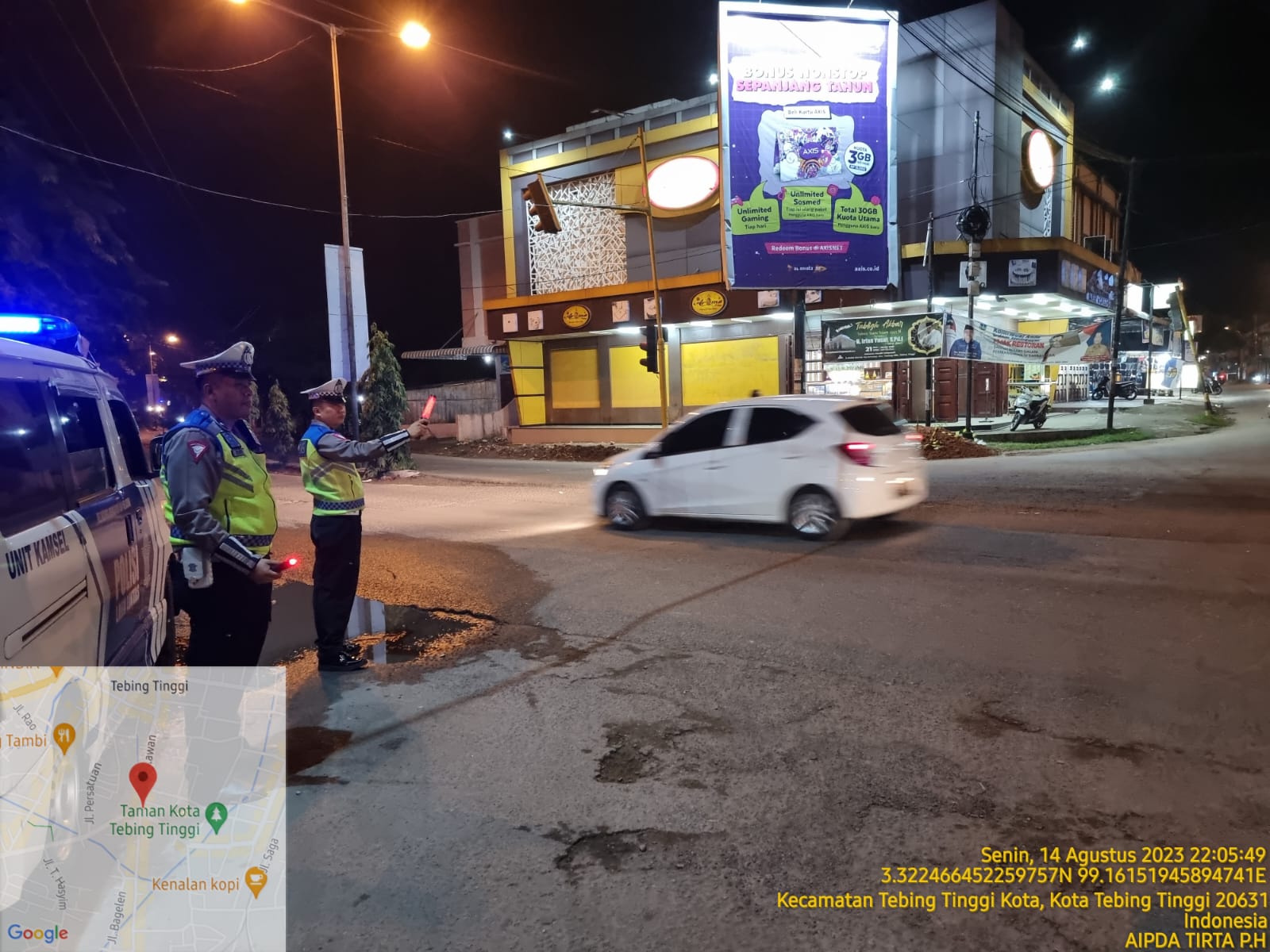 Satlantas Polres Tebing Tinggi Laksanakan Patroli Blue Light Dibeberapa Ruas Jalan