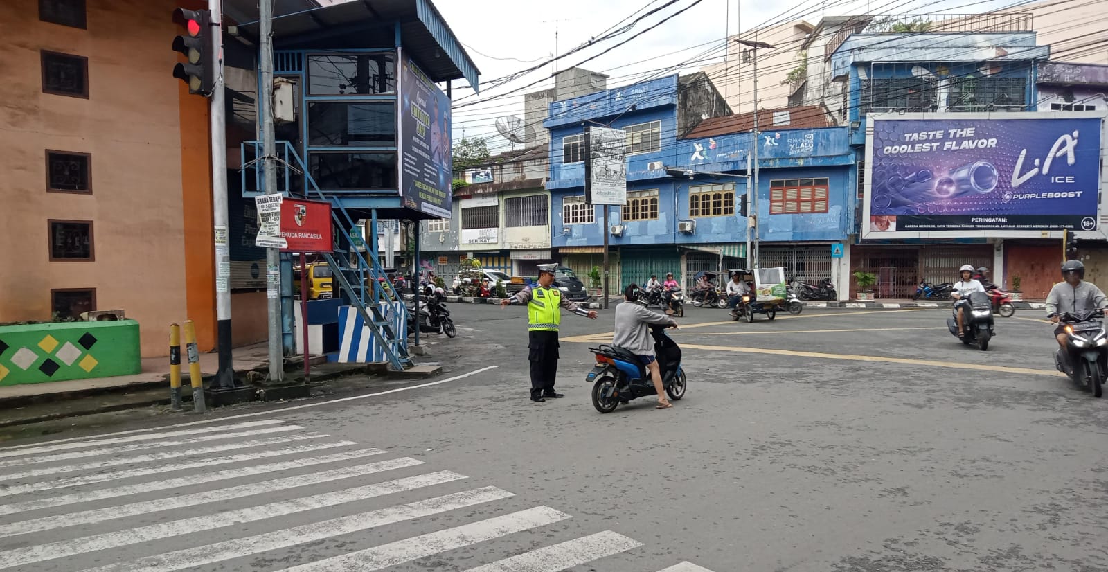 Satlantas Polres Tebing Tinggi Gelar Strong Point Sore Di Tiga Lokasi