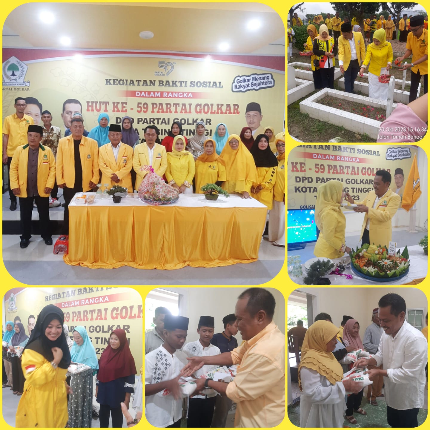 HUT Ke-59 DPD Golkar Kota Tebingtinggi, Ziarah Makam Tabur Bunga di TMP dan Santuni Yatim Piatu-Du’afa