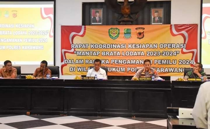 Wabup Karawang, Hadiri Rakor Kesiapan Operasi Mantap Brata Lodaya Pengamanan Pemilu 2024