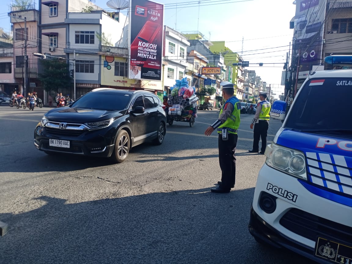 Sat Lantas Polres Tebing Tinggi Gatur Lalin Dibeberapa Ruas Jalan