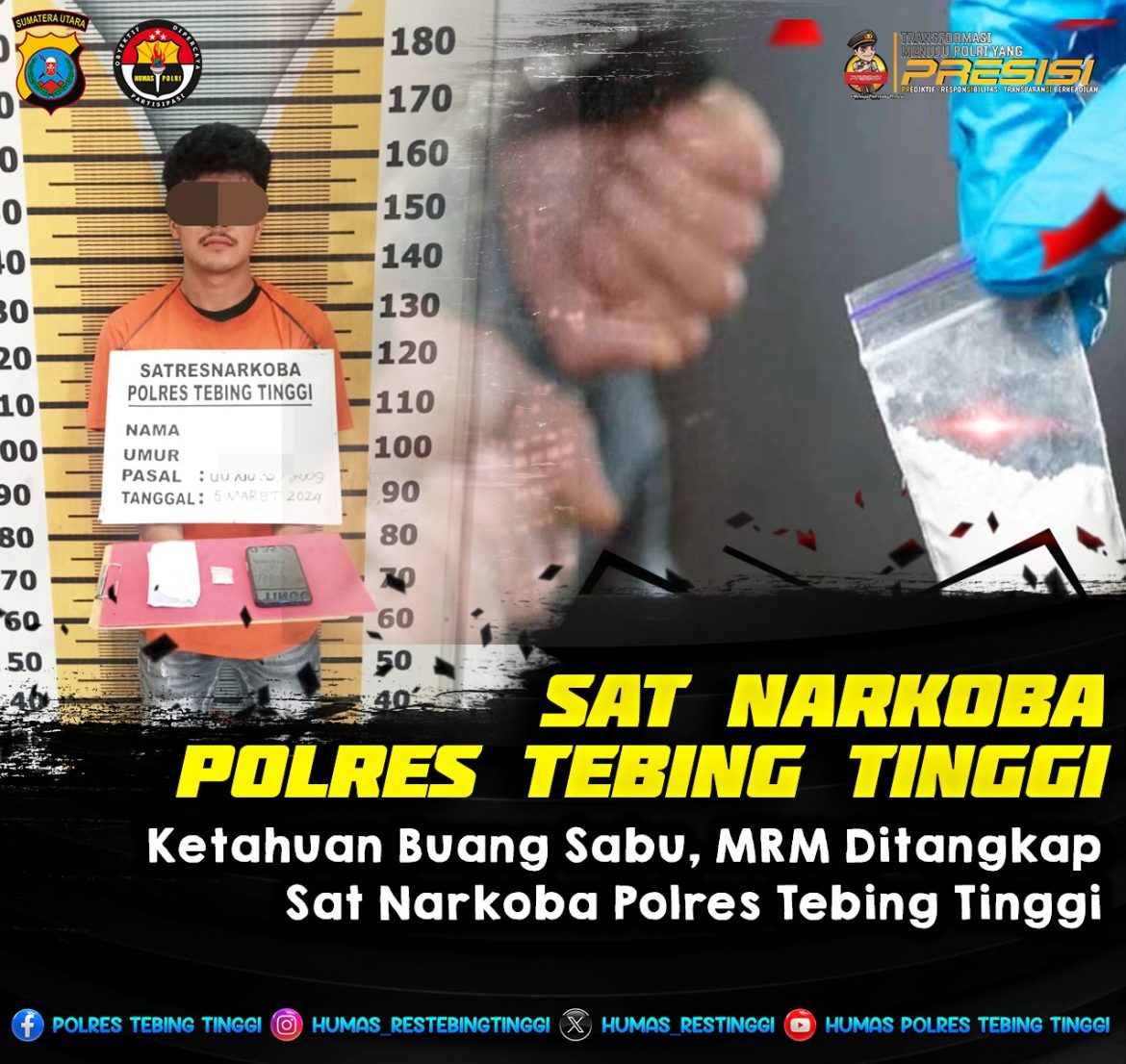 Ketahuan Buang Sabu MRM Ditangkap Satnarkoba Polres Tebing Tinggi