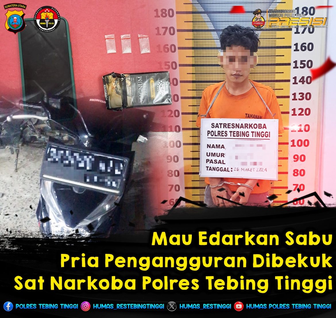 Satnarkoba Polres Tebing Tinggi Bekuk Pengedar Sabu