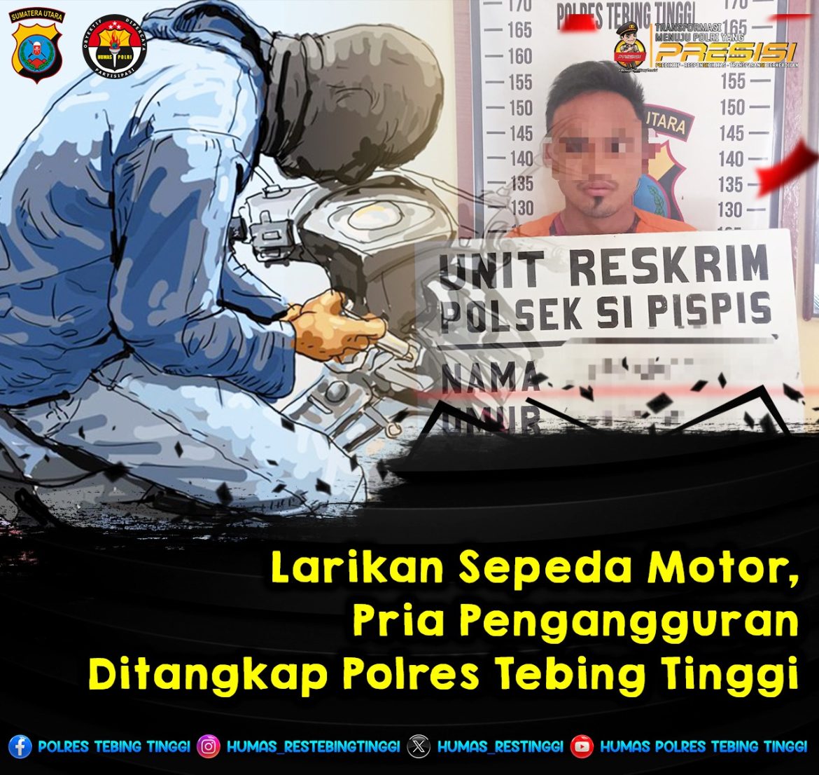 Larikan Sepeda Motor, Pelaku Ditangkap Polres Tebing Tinggi