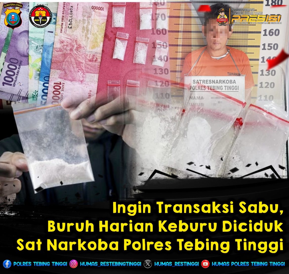 Ingin Transaksi, Buruh Harian Keburu Diciduk Sat Narkoba Polres Tebing Tinggi