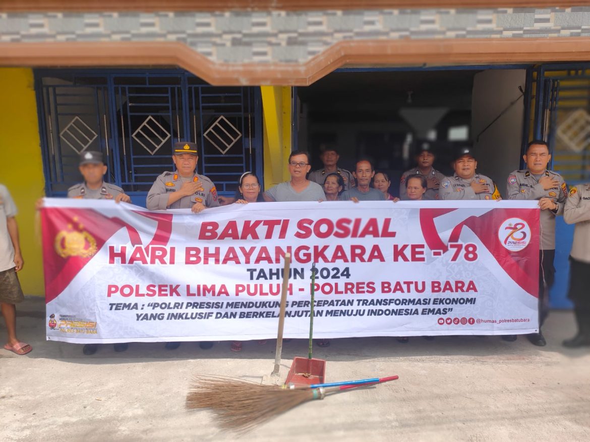 Kapolsek Lima Puluh AKP Tukkar L. Simamora, S.H, M.H Gelar Bakti Sosial HUT Bhayangkara Ke-78