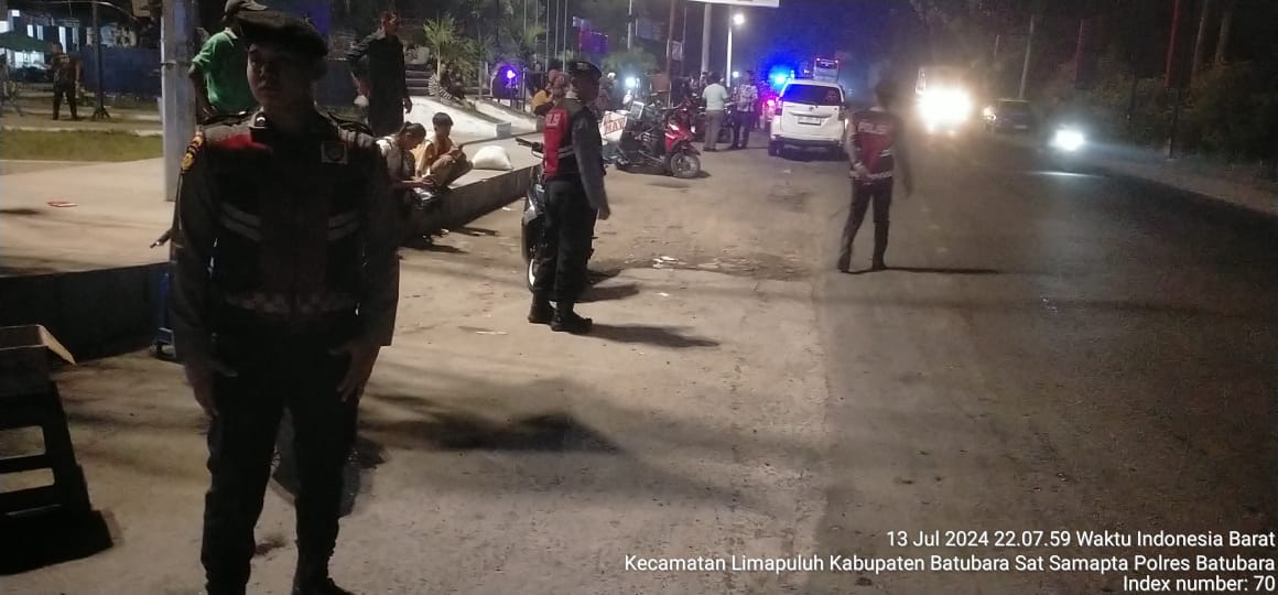 Polsek Medang Deras Jaga Kamtibmas Malam Hari