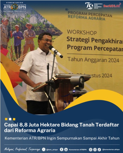 Capai 8,8 Juta Hektare Bidang Tanah Terdaftar dari Reforma Agraria, Kementerian ATR/BPN Ingin Sempurnakan Sampai Akhir Tahun