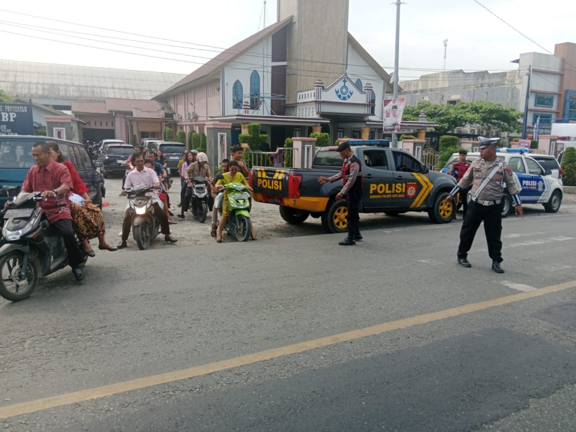 Sat Samapta Polres Batu Bara Patroli Pengamanan Ibadah Minggu