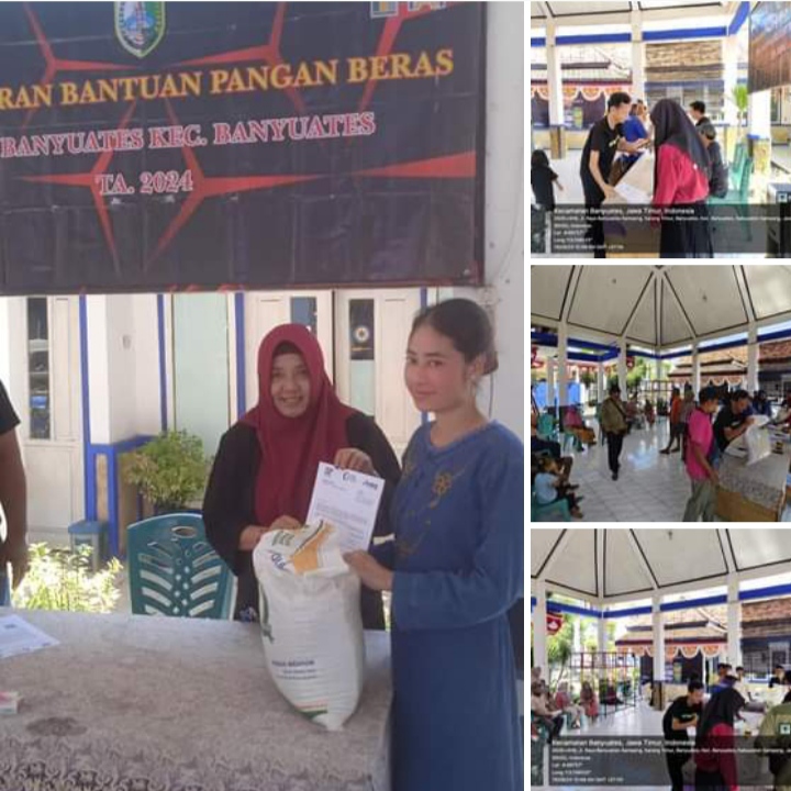 Pemdes Banyuates Salurkan Bantuan Beras Bulog di Balai Desa Banyuates