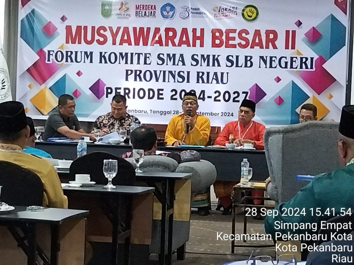 Mubeslub II FORKOM SMAN,SMKN,SLBN Riau Digelar Di Pekanbaru,Ikuti AD/ART Hasilkan Pengurus Baru