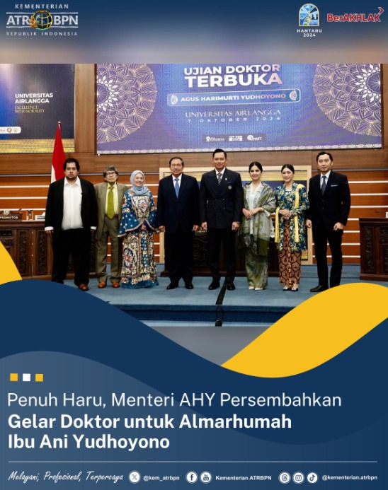 Penuh Haru, Menteri AHY Persembahkan Gelar Doktor untuk Almarhumah Ibu Ani Yudhoyono