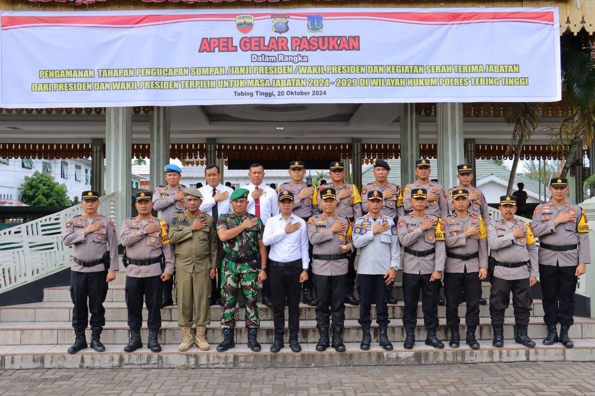 Polres Tebing Tinggi Apel Pengamanan Serah Terima Jabatan Presiden dan Wakil Presiden Terpilih 2024-2029