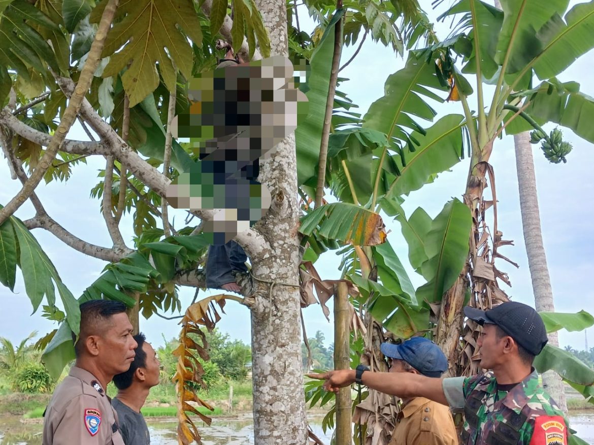 Polres Sergai Cek Lokasi Penemuan Warga Gantung Diri