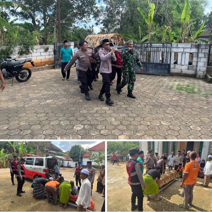 Kapolsek Ketapang di Dampingi Kasat Sabhara Polres Sampang Beserta  Danramil Ketapang Membantu Prosesi Pemakaman di Rumah Duka