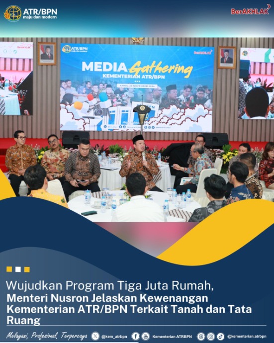 Wujudkan Program Tiga Juta Rumah, Menteri Nusron Jelaskan Kewenangan Kementerian ATR/BPN Terkait Tanah dan Tata Ruang