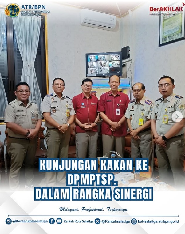 Kunjungan Kepala Kantor Pertanahan Kota Salatiga ke DPMPTSP dalam rangka sinergi