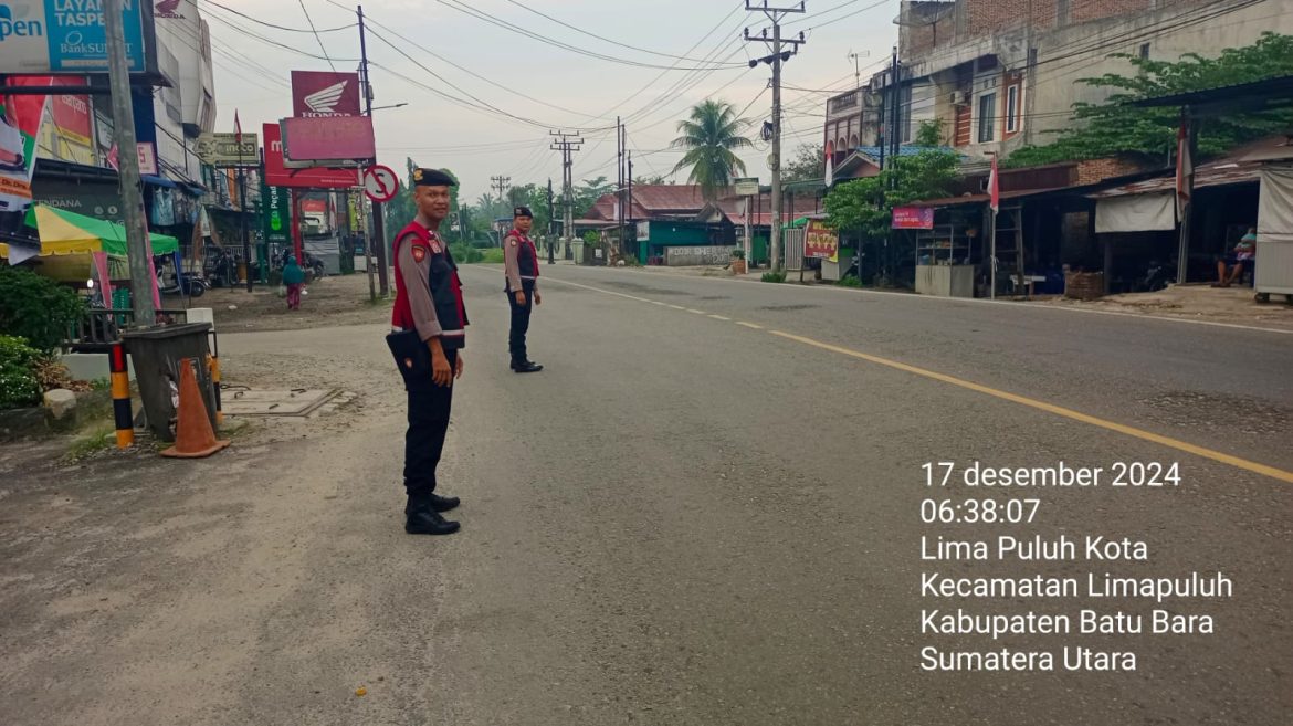 Polres Batu Bara Gelar Strong Point Jam Padat Pagi