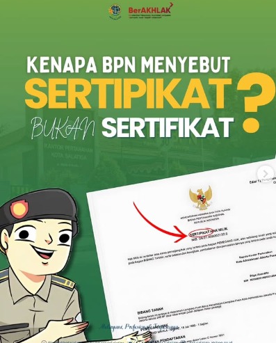 Kenapa sih BPN menyebut Sertipikat, bukan Sertifikat..?