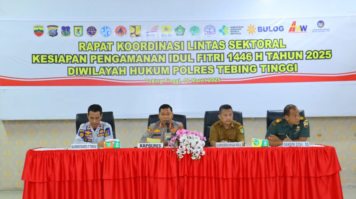 Kapolres Tebing Tinggi Pimpin Rakor Lintas Sektoral Kesiapan Pengamanan Idul Fitri