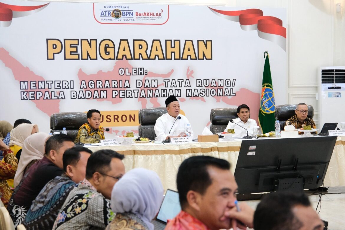 Menteri Nusron Minta Jajaran Kanwil BPN Provinsi Sulawesi Tenggara Percepat Validasi Data Pertanahan dan Tingkatkan Kualitas Layanan