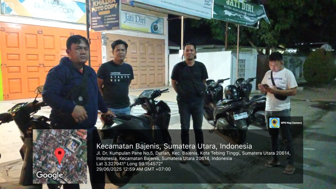 Komitmen Jaga Kamtibmas, Satreskrim Polres Tebing Tinggi Patroli Dini Hari