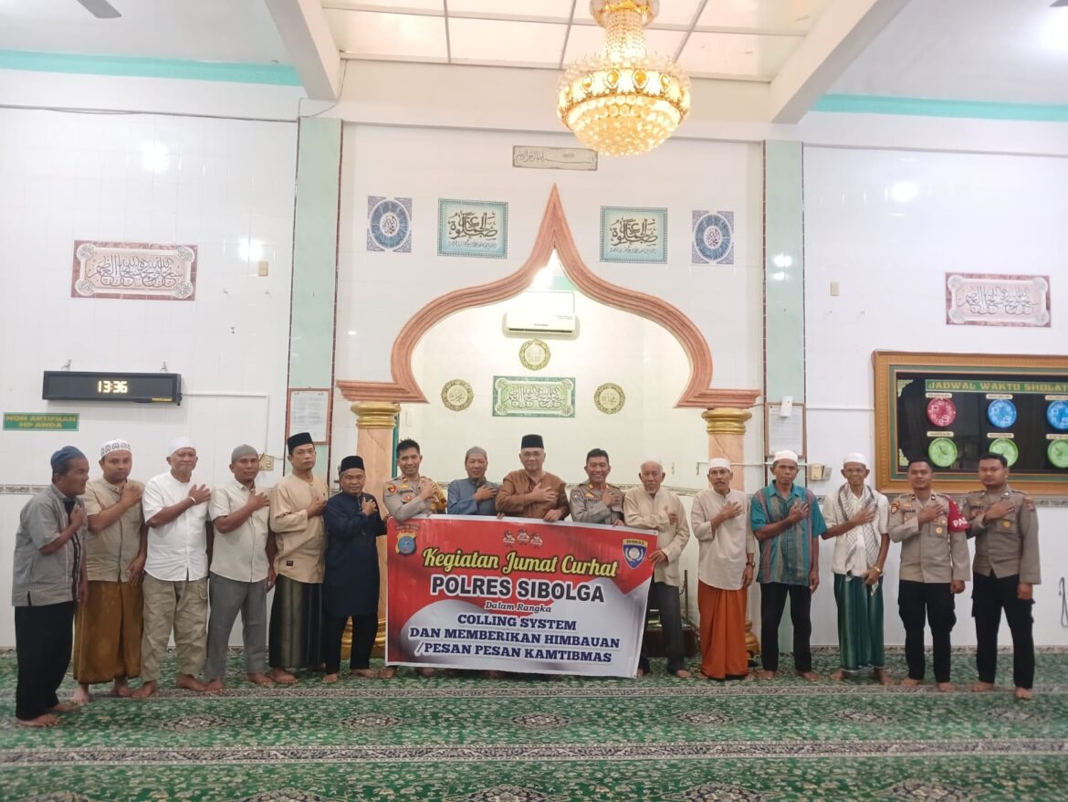 Jumat Curhat, Polres Sibolga Sambangi Masjid Nurul Ikhlas Sibolga, Berikan Pesan Kamtibmas