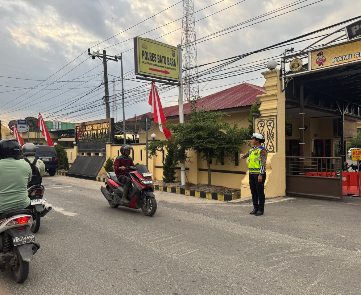 Personil Sat Lantas Pengaturan Lalulintas di Mako Polres Batu Bara