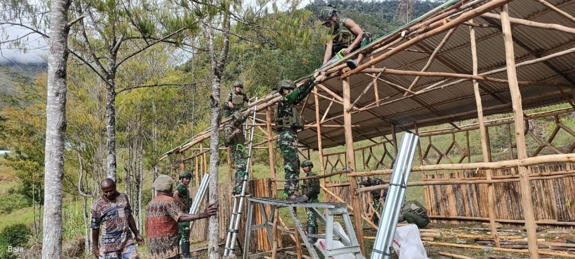 Satgas Yonif 700/WYC Genjot Pembangunan Sekolah di Mayuberi, Target Rampung Sebelum 17 Agustus